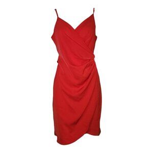 Shein Dress Womens Size L Large Solid All Red Wrap Sleeveless Lightweight